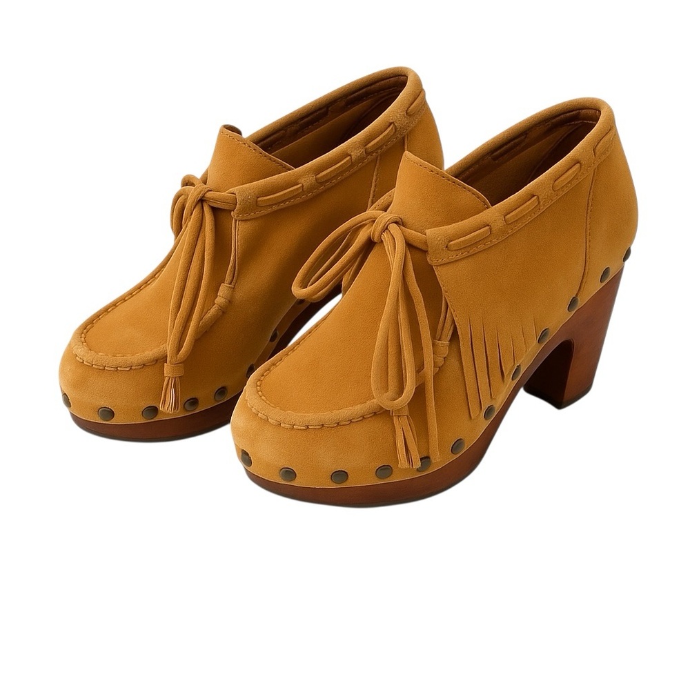 FLOGG Tan Suede Fringe Moccasin Boots Women's Size 10 Western Boho with FLAW GUC